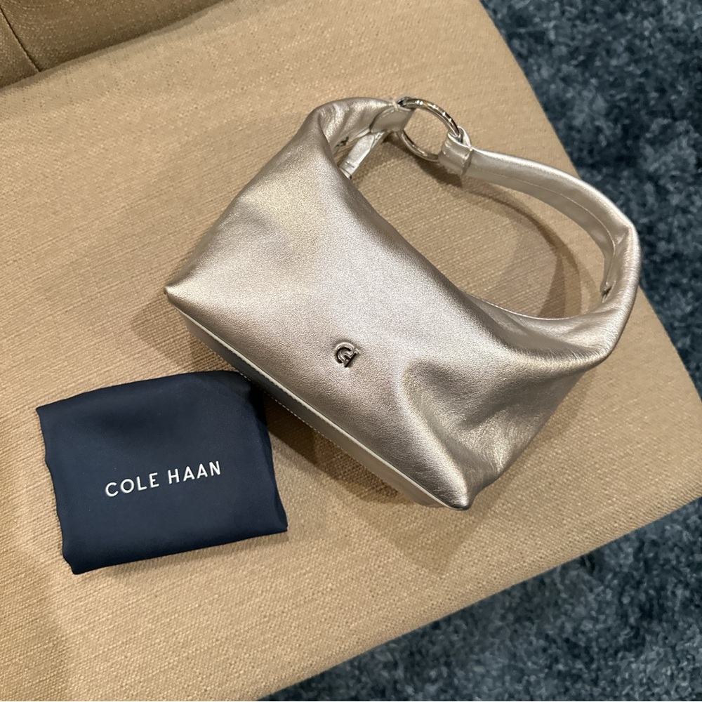 Cole Haan Metallic Silver Hobo Bag
